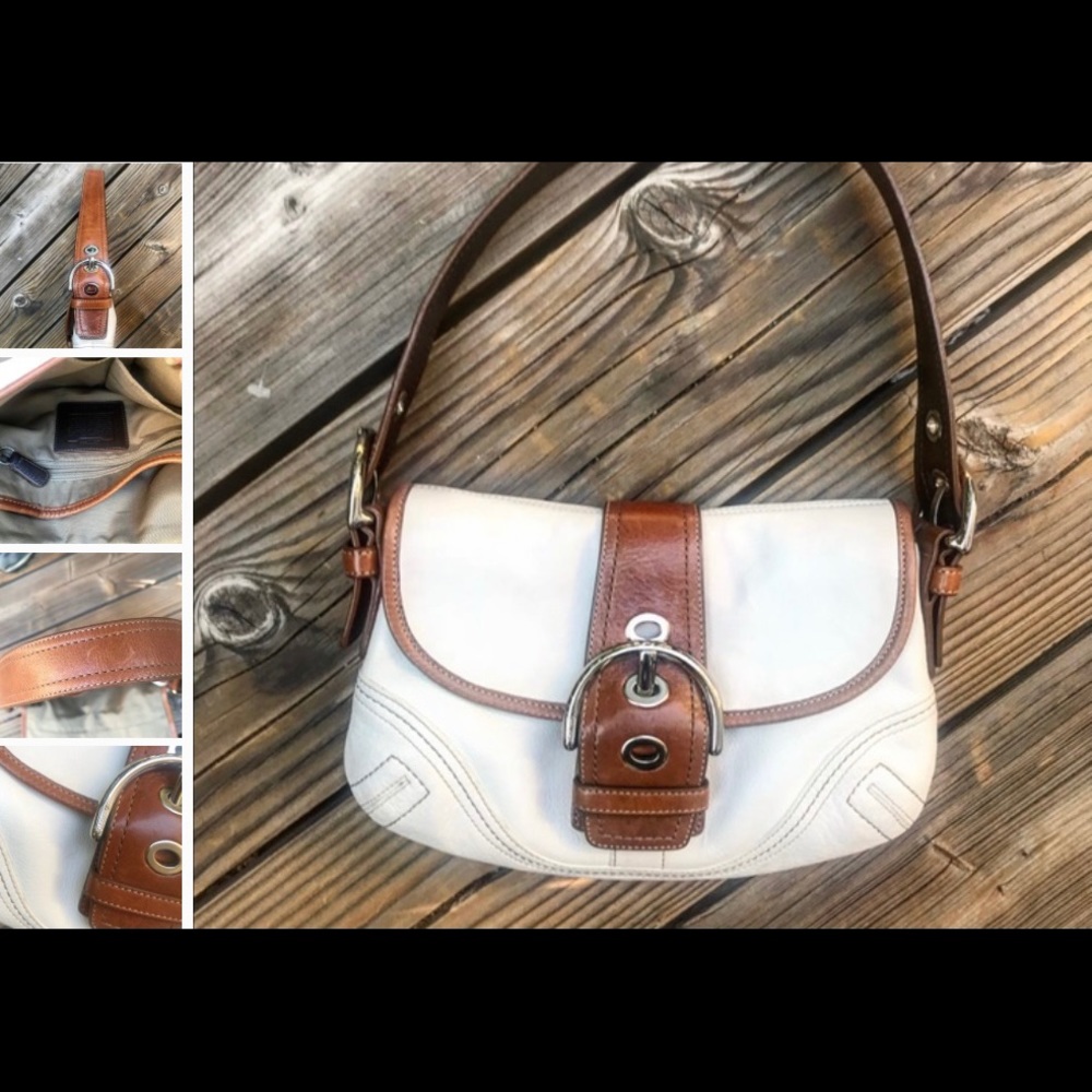 COACH SOHO mini shoulder bag White and Tan Leather